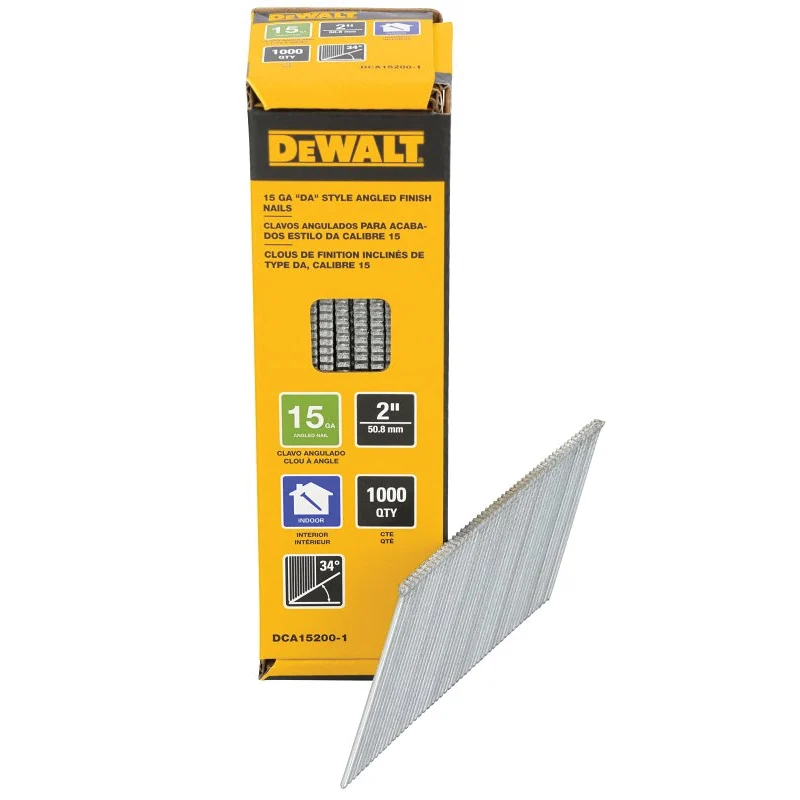 DCA15200-1 Finishing Nail, 2 in L, Steel, Galvanized, Round Head, 1000 PK
