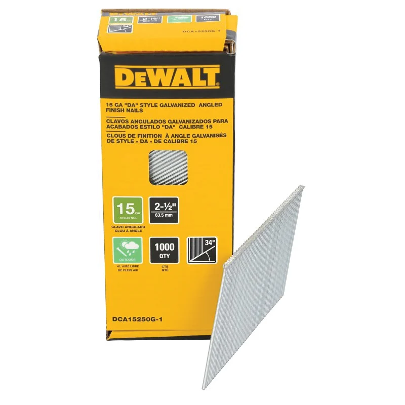 DCA15250G-1 Finishing Nail, 2-1/2 in L, Steel, Galvanized, Round Head, 1000 PK