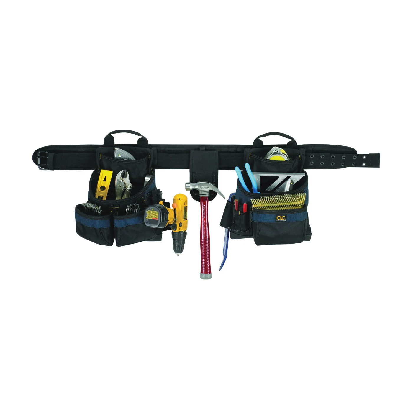 Tool Works Series 2602 Tool Belt, 29 to 46 in Waist, Ballistic Poly Fabric, Black/Blue, 17-Pocket