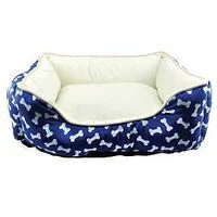 Slumber Pet ZA2227 19 19 Cuddler Bed, 20 in L, 16 in W, Bone Pattern, Polyester Fill, Sherpa Cover, Blue, S Pet Size - PetEdge