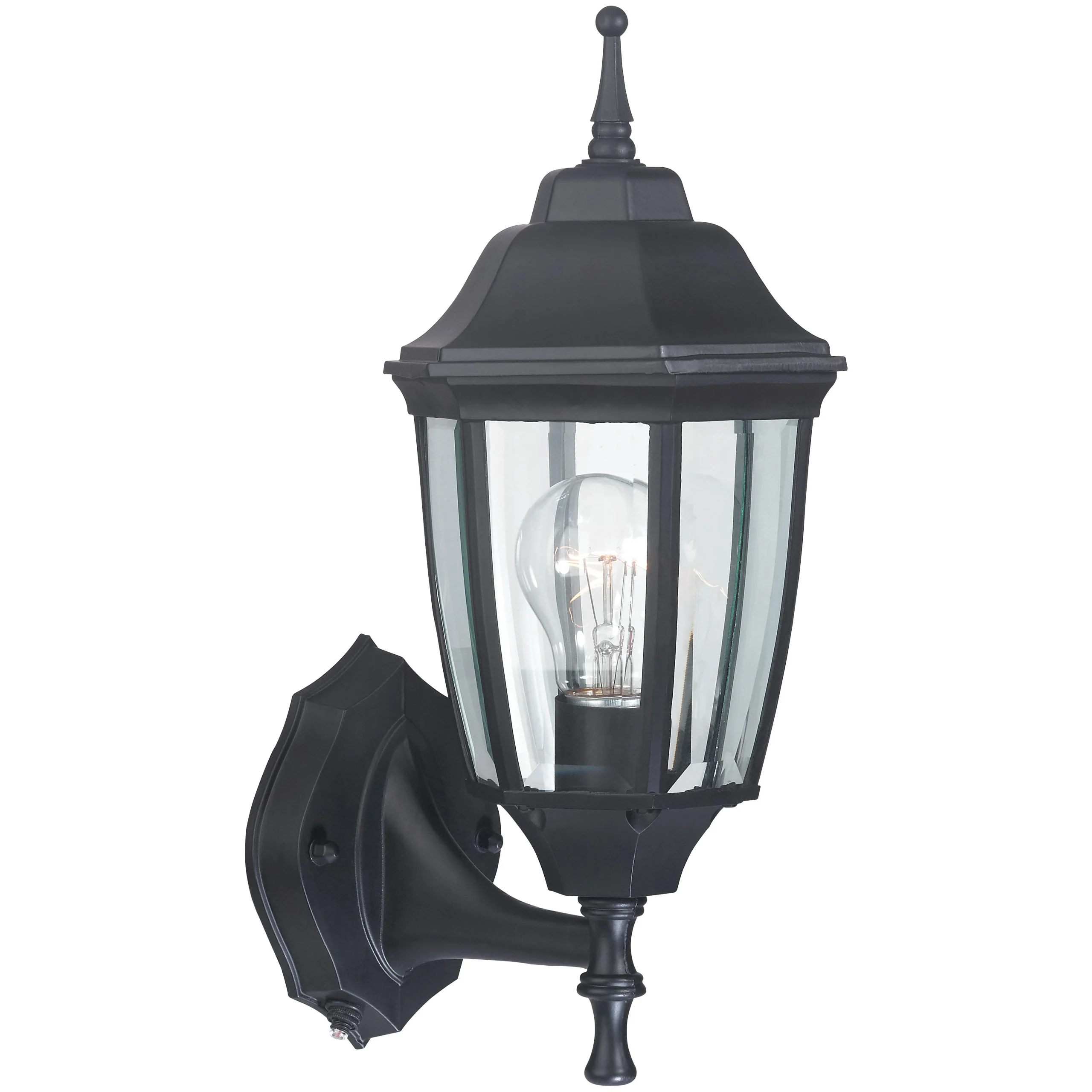 DTDB Dusk-to-Dawn Wall Lantern, 60 W, CFL, Aluminum, Black