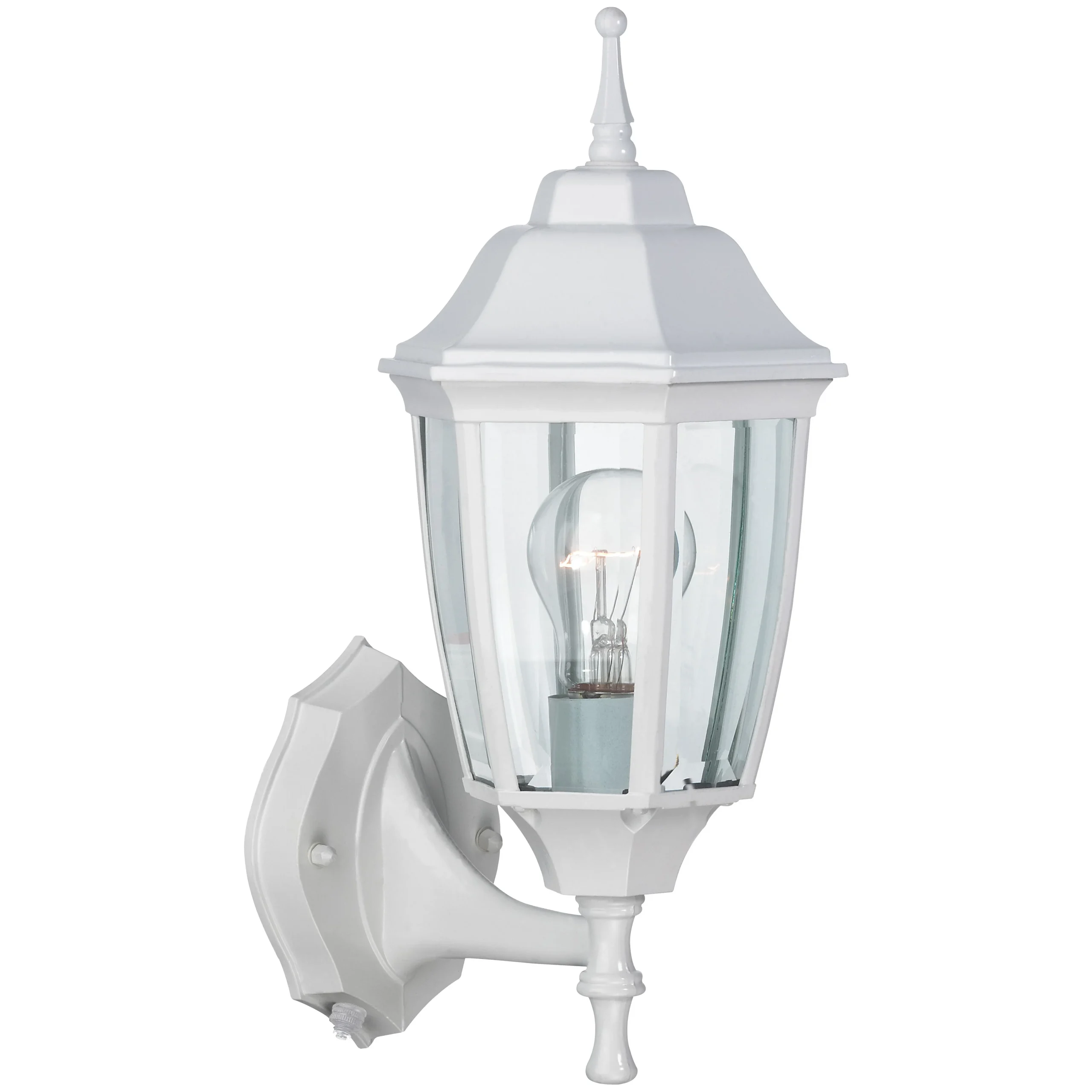 DTDW Dusk-to-Dawn Wall Lantern, 60 W, CFL, Aluminum, White
