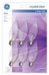 75223 Decorative Light Bulb, 25 W, CA10 Lamp, Candelabra Lamp Base, 220 Lumens, 2500 K Color Temp - GE