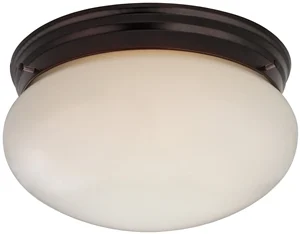 F14BB02-8005-ORB Two Light Round Ceiling Fixture, 120 V, 60 W, 2-Lamp, A19 or CFL Lamp, Bronze Fixture