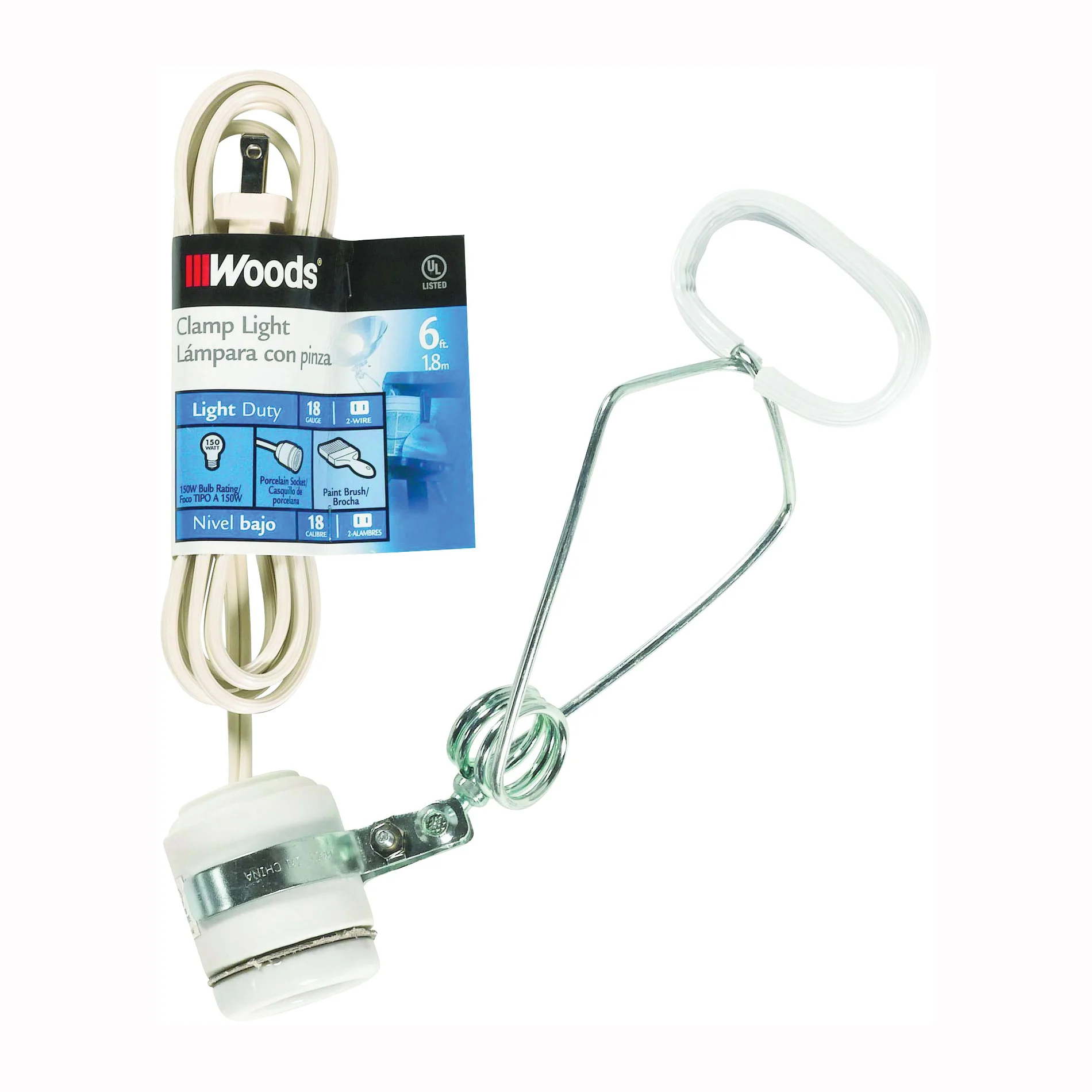 0328 Clamp Light, 150 W, LED Lamp, Porcelain, White - CCI
