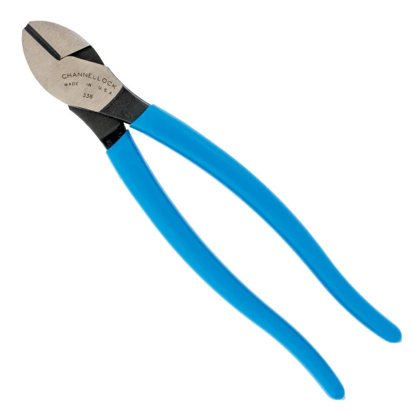 338 Diagonal Cutting Plier, 8 in OAL, Blue Handle, Ergonomic Handle, 1.18 in W Jaw, 0.79 in L Jaw - Channellock