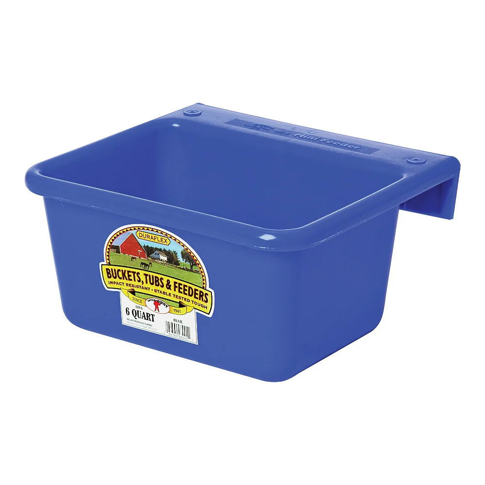 MF6BLUE Hook Over Feeder, 6 qt Volume, DuraFlex Plastic, Blue - Little Giant