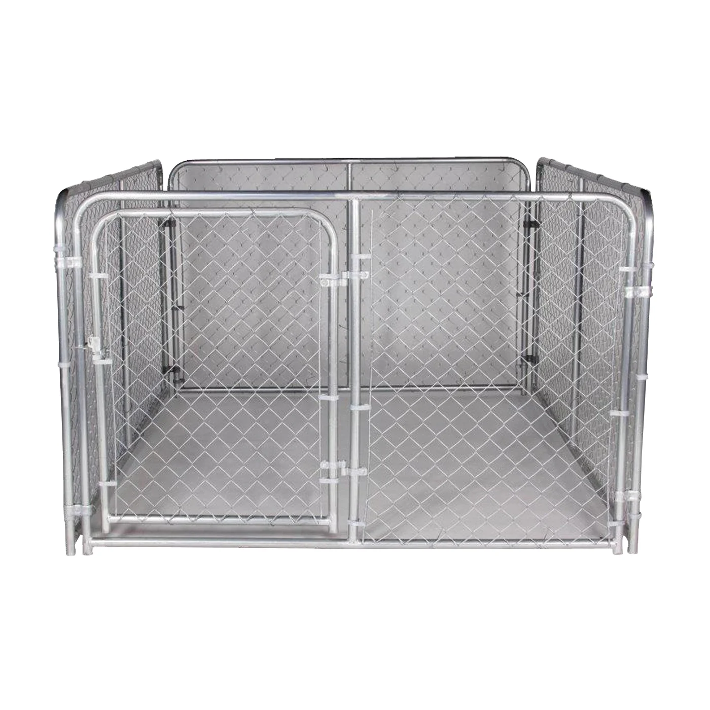 Silver DKS16084 Dog Kennel, 6 ft OAL, 8 ft OAW, 4 ft OAH, Steel, Galvanized - Stephens Pipe & Steel