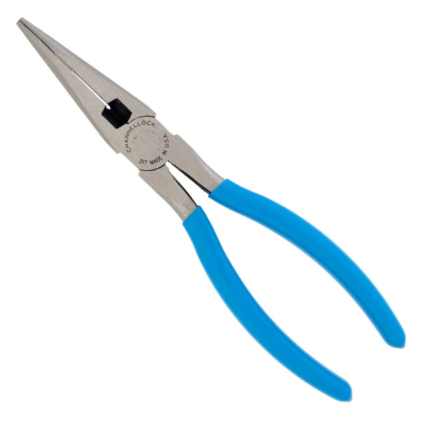 317 Nose Pliers, 8 in OAL, 2-1/4 in Jaw Opening, Blue Handle, Ergonomic Handle, 7/8 in W Jaw, 2.36 in L Jaw