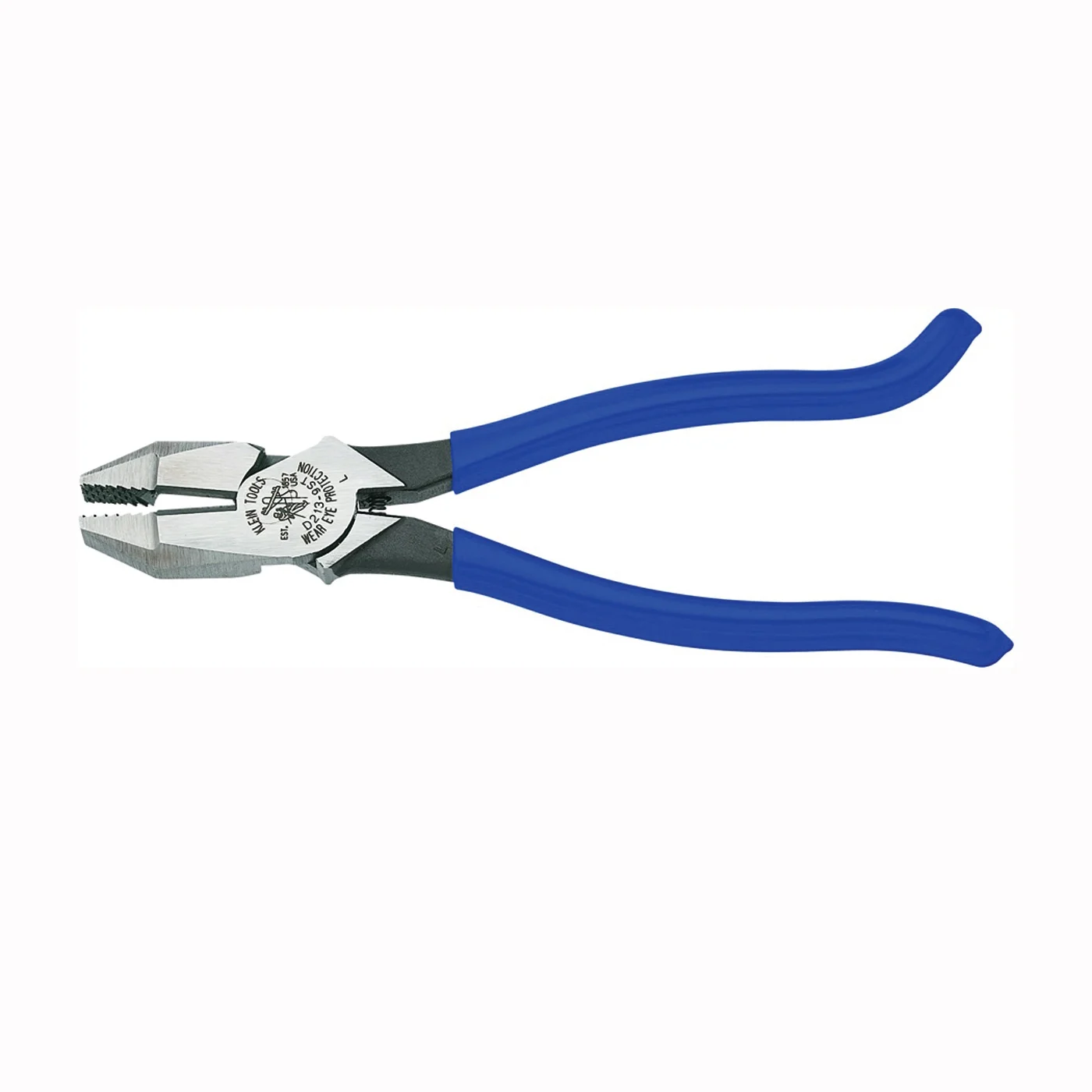 D213-9ST Series Ironworker's Plier, 7-3/8 in L Handle, 9-3/8 in OAL, Blue Handle, Hook Bend Handle