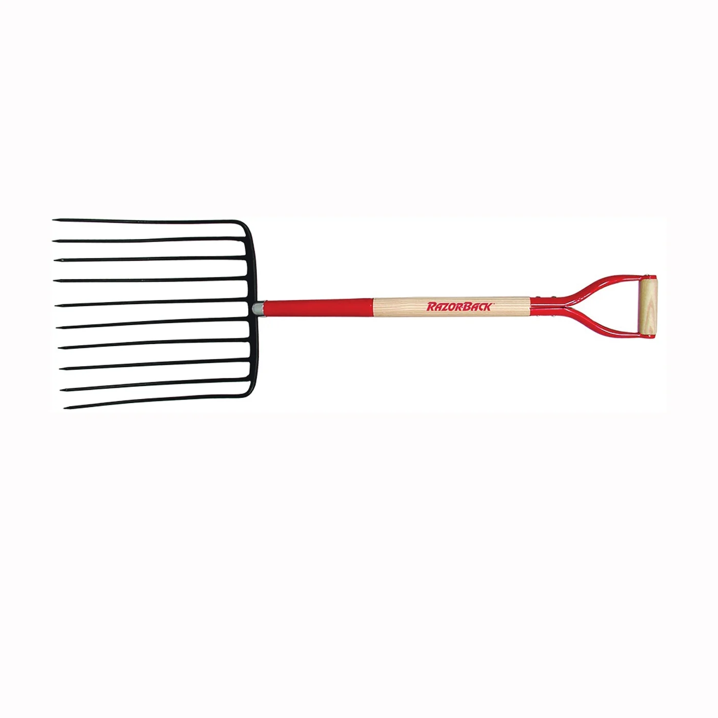 76125 Ensilage Fork, Oval Tine, Steel Tine, Hardwood Handle, D-Shaped Handle, 30 in L Handle
