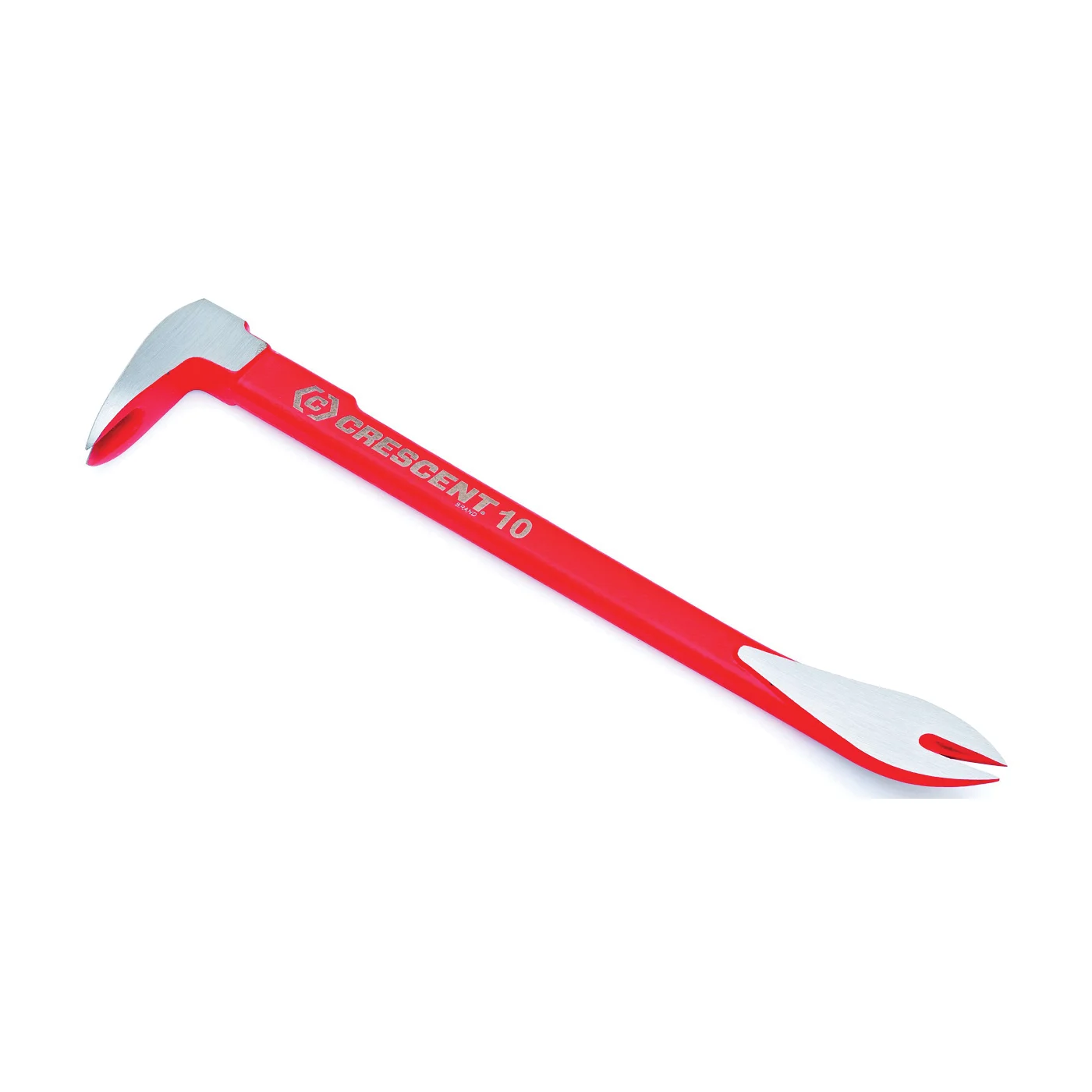 CODE RED Series MB10 Pry Bar, 10 in L, Ground Tip, Steel, Red, 3-1/4 in W