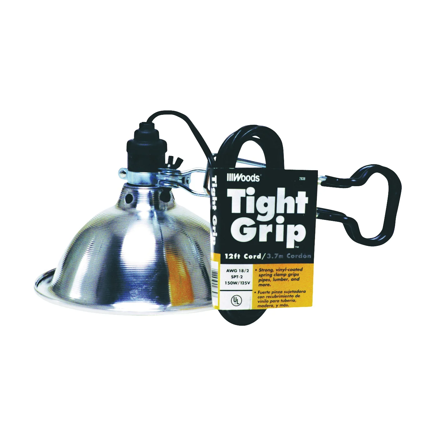2839 Clamp Light, 150 W, Incandescent Lamp, Aluminum, Silver - CCI