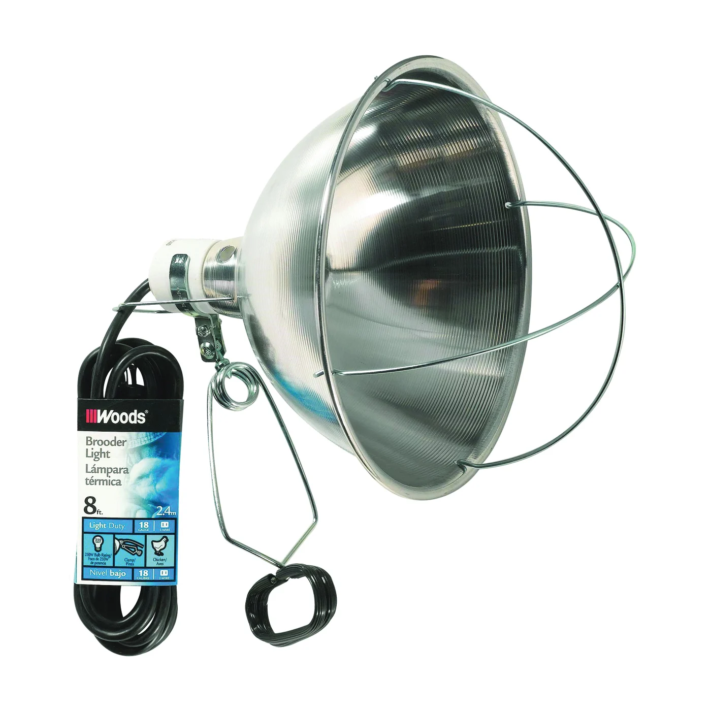 0167 Brooder Heat/Clamp Light With 10-In. Reflector Shade, 250 W, Aluminum, Silver
