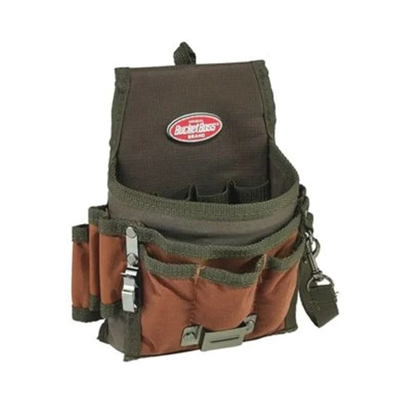 54140 Tool Pouch, 9-Pocket, Poly Ripstop Fabric, Brown/Green, 7-1/2 in W, 9 in H, 3 in D