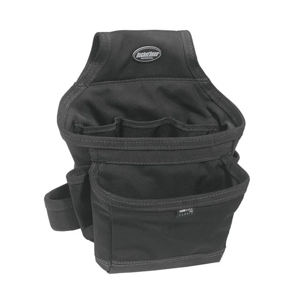 57200 Ballistic Carpenter's Pouch, 12-Pocket, Fabric, Black, 12 in W, 12 in H, 7 in D