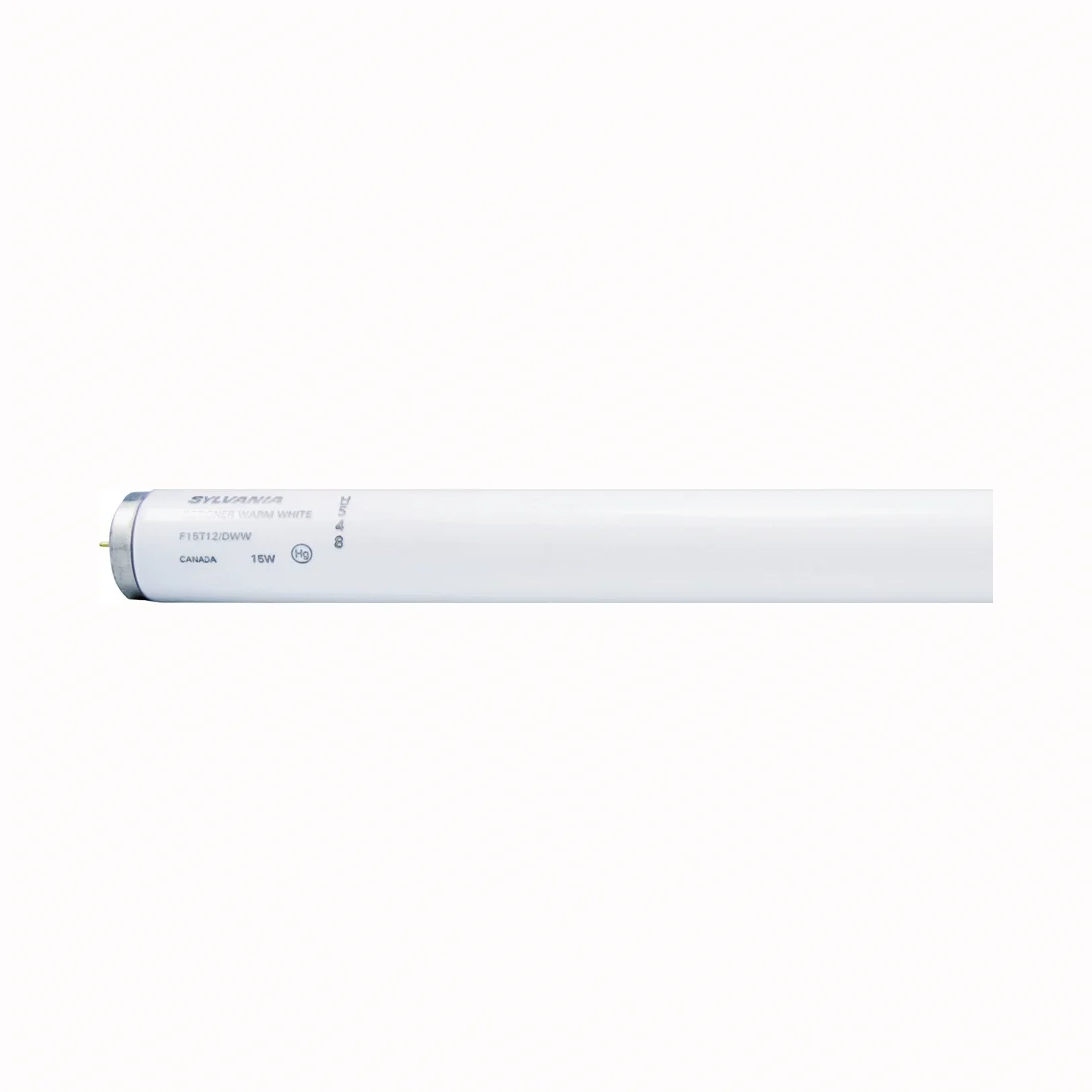 21551 Fluorescent Bulb, 15 W, T12 Lamp, Medium Lamp Base, 693 Lumens, 3000 K Color Temp, Warm White Light - Sylvania