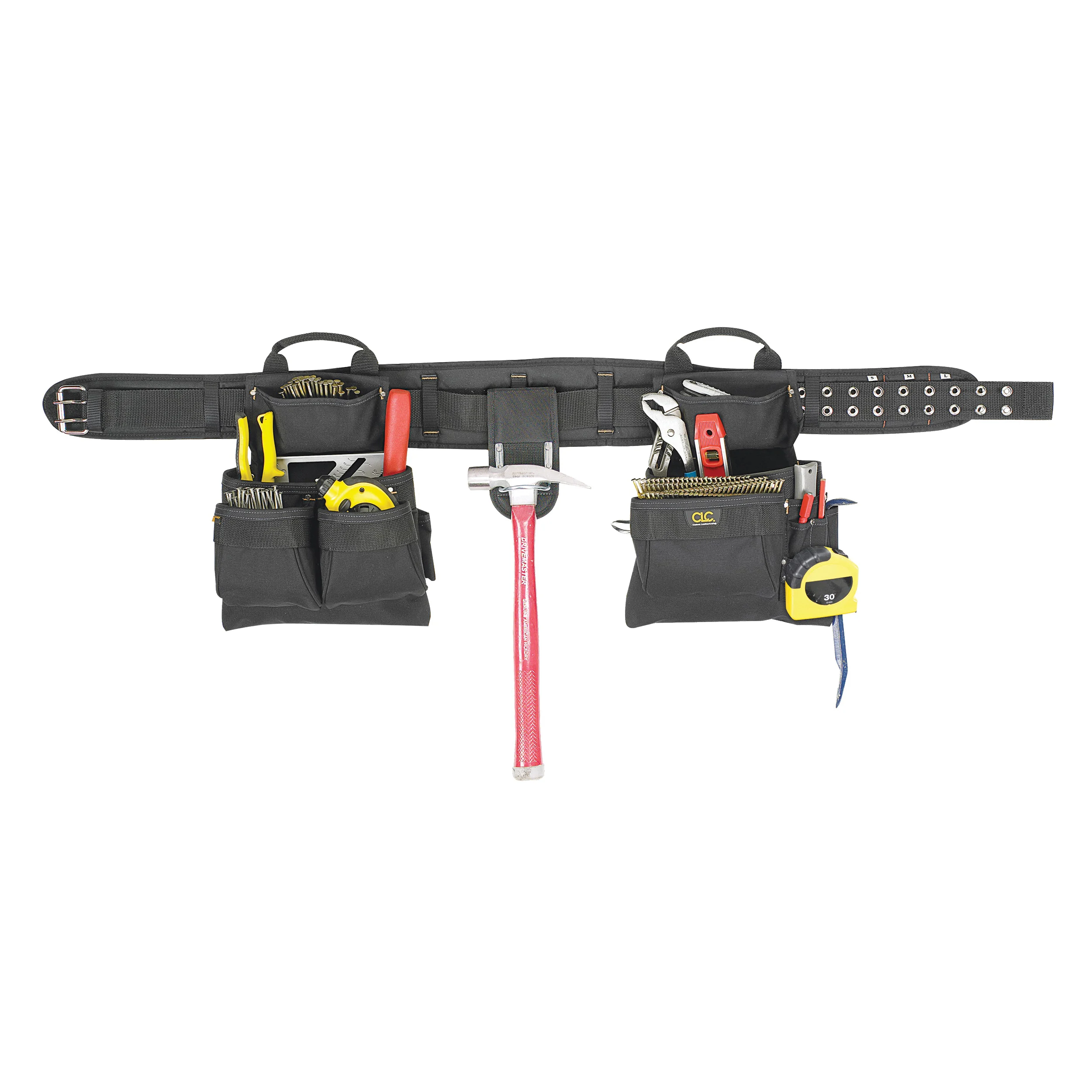 Tool Works Series 5608 Tool Belt, 29 to 46 in Waist, Polyester, Black, 17-Pocket