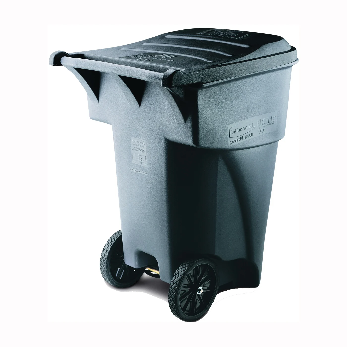 FG9W2200GRAY Rollout Container, 95 gal Capacity, Polyethylene, Gray, Lift Up Closure - Rubbermaid