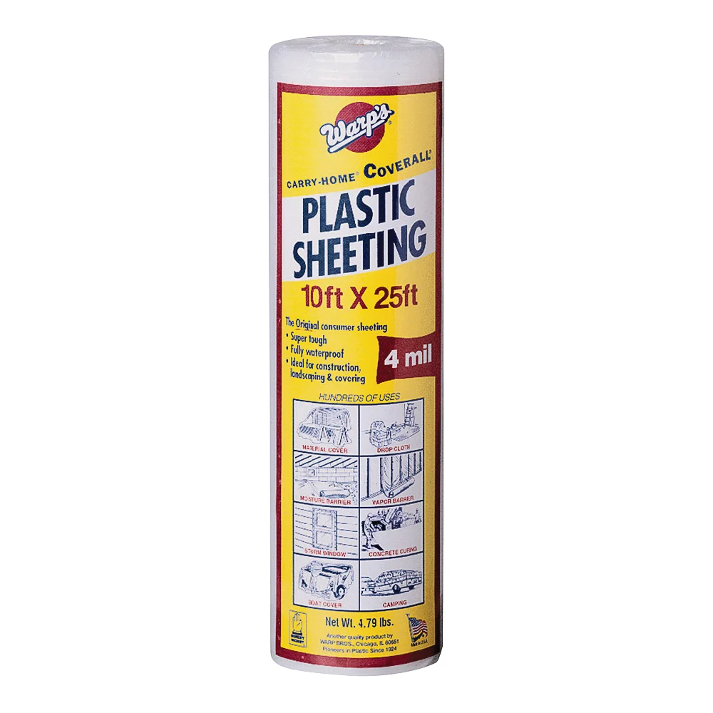 SP-4CH10-C Poly Film, 25 ft L, 10 ft W, 4 mil Thick, Clear