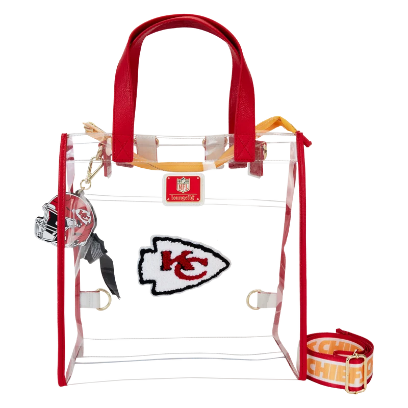 Loungefly NFL Kansas City Chiefs Clear Convertible Backpack & Tote Crossbody Stadium Bag