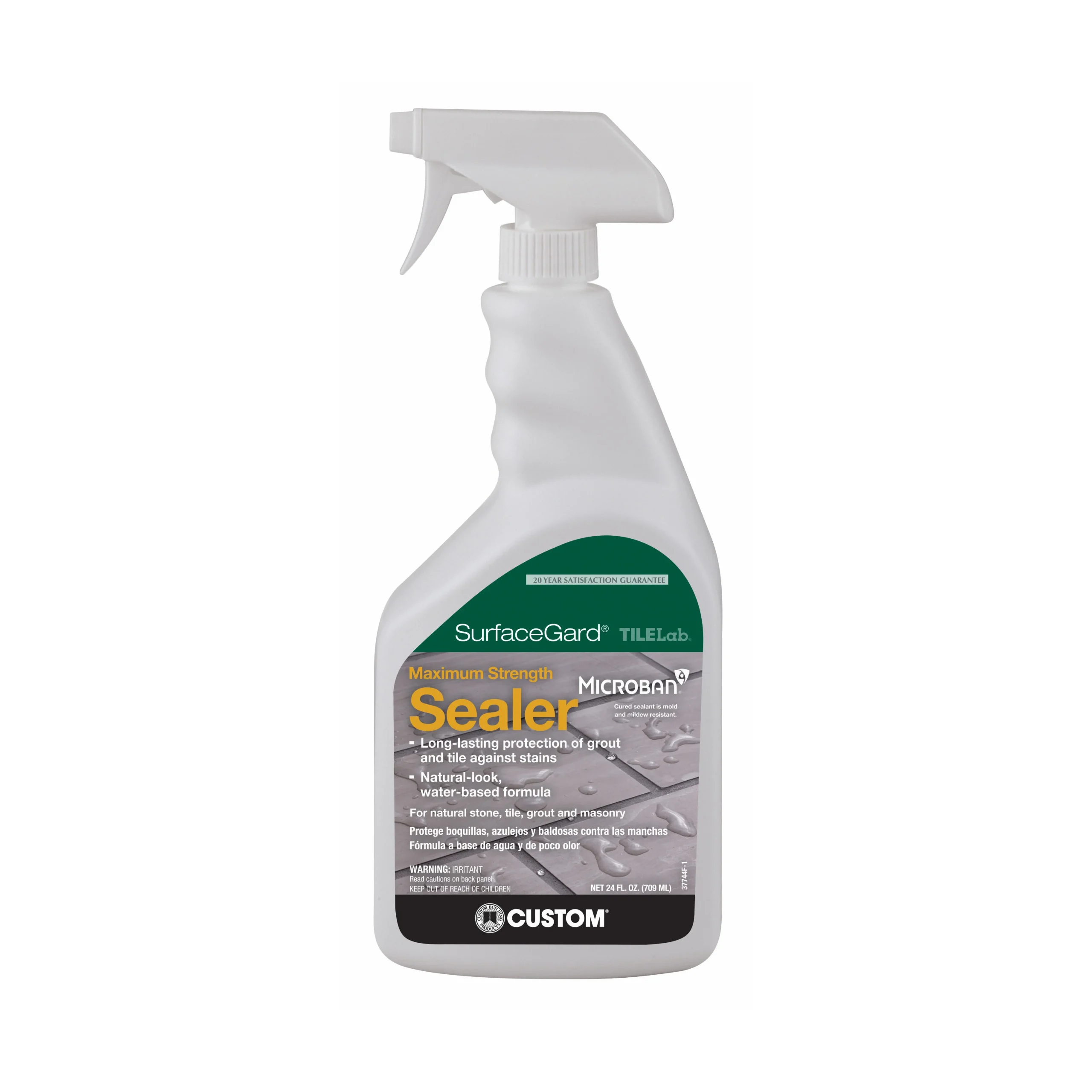 TLSGS24Z Tile and Grout Spray Sealer, Water, Gloss, Clear, Liquid, 24 oz, Spray Bottle - Custom