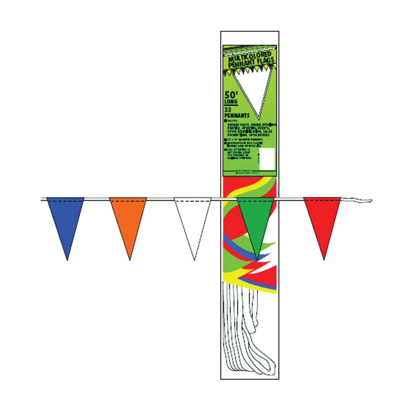PEN-3 Flag, 20-1/2 in L, 3-1/2 in W, V, Pennant, Polyethylene