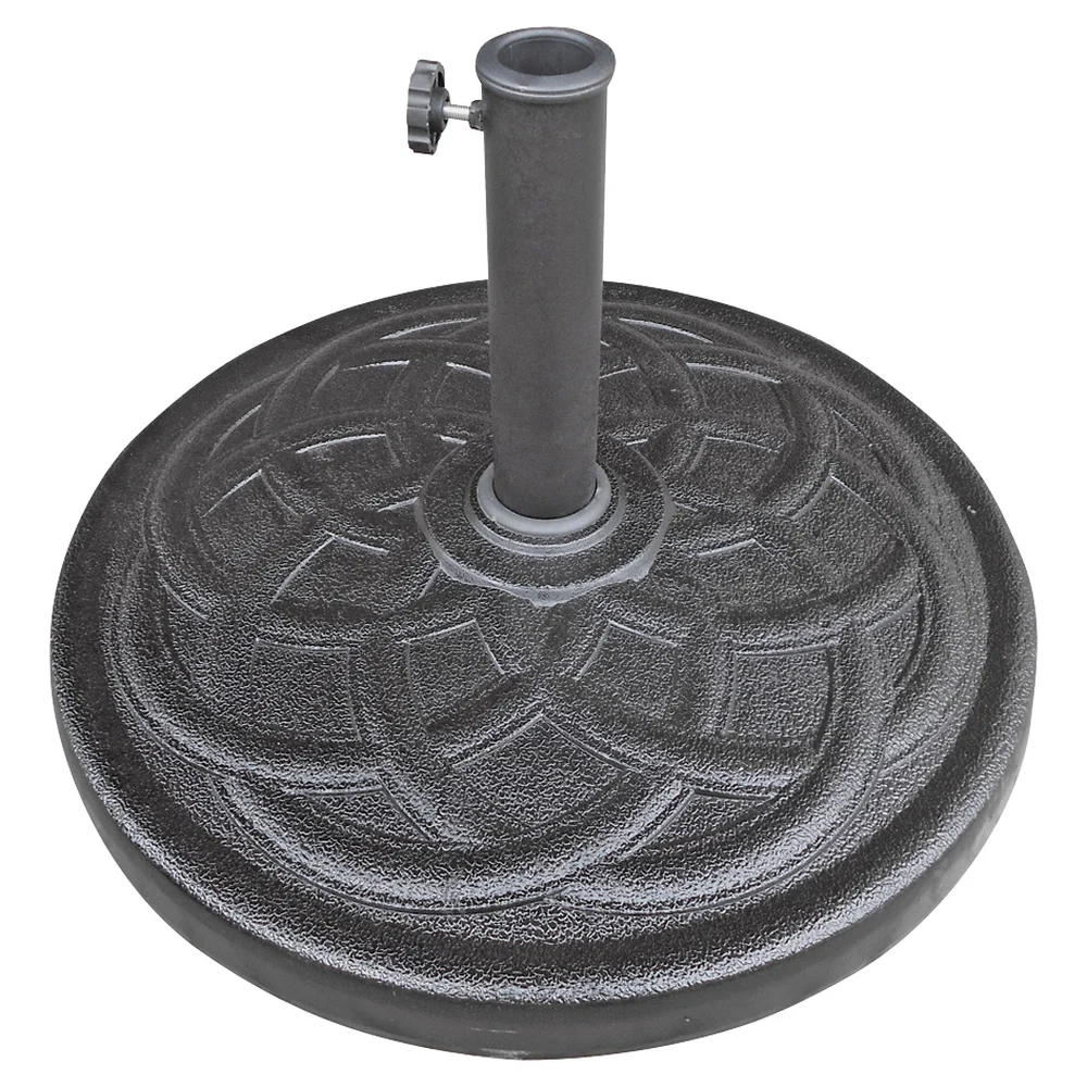 69330 Umbrella Base, 21.65 in Dia, 13.2 in H, Round, Plastic/Resin/Steel, Black - Seasonal Trends