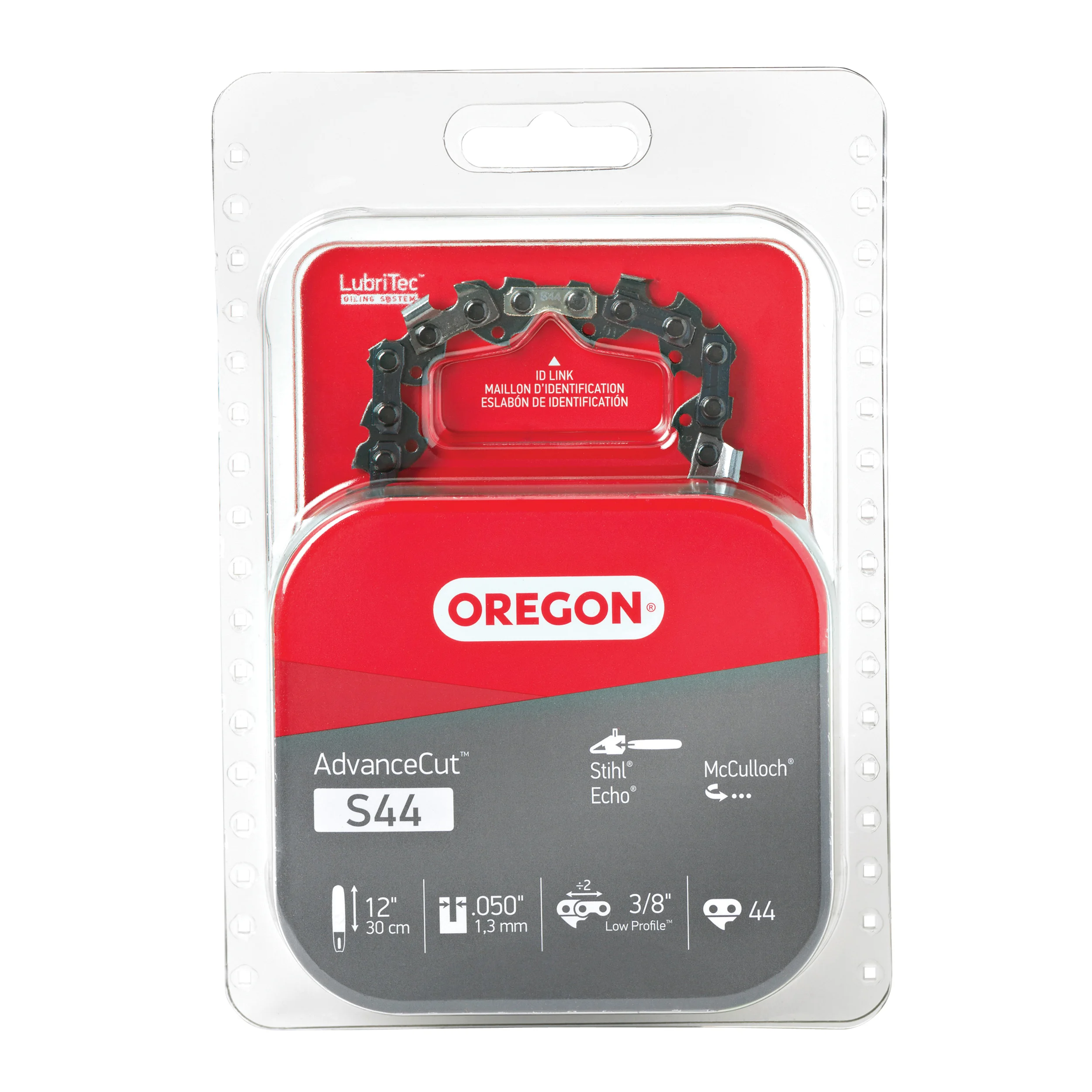 S44 Chainsaw Chain, 12 in L Bar, 0.05 in, 3/8 in TPI/Pitch, 44-Link