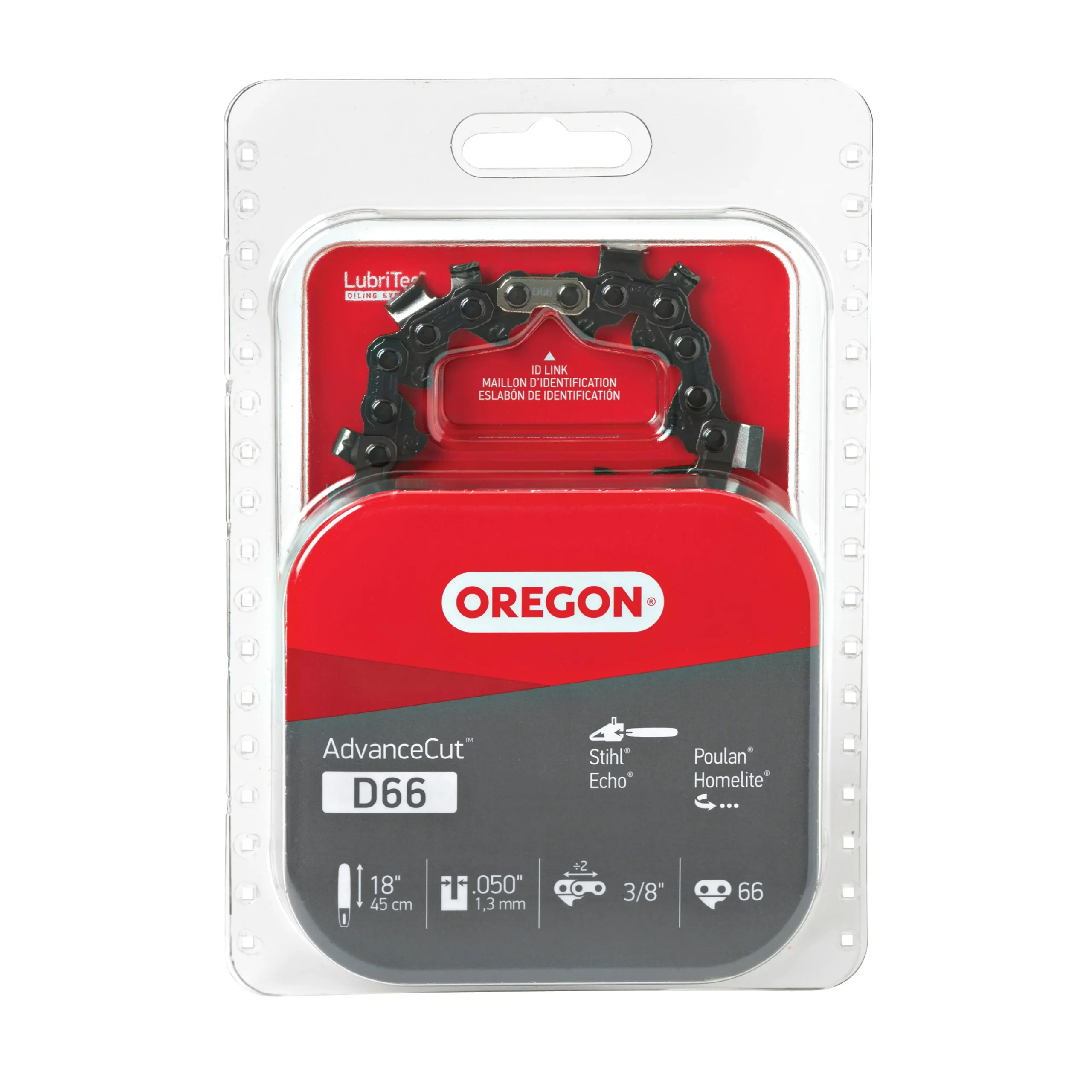 D66 Chainsaw Chain, 18 in L Bar, 0.05 in, 3/8 in TPI/Pitch, 66-Link