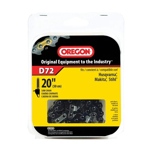 D72 Chainsaw Chain, 20 in L Bar, 0.05 in, 3/8 in TPI/Pitch, 72-Link