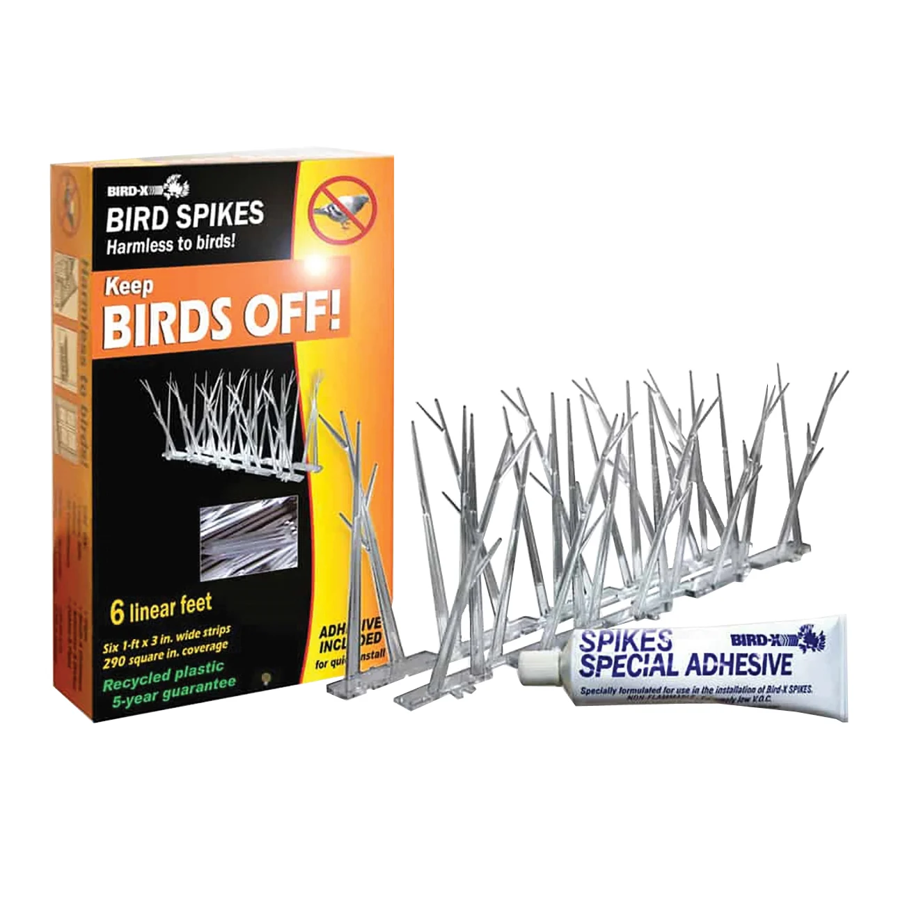 SP-10-NR Bird Spike Kit, 10 ft Coverage, 2-1/2 in W