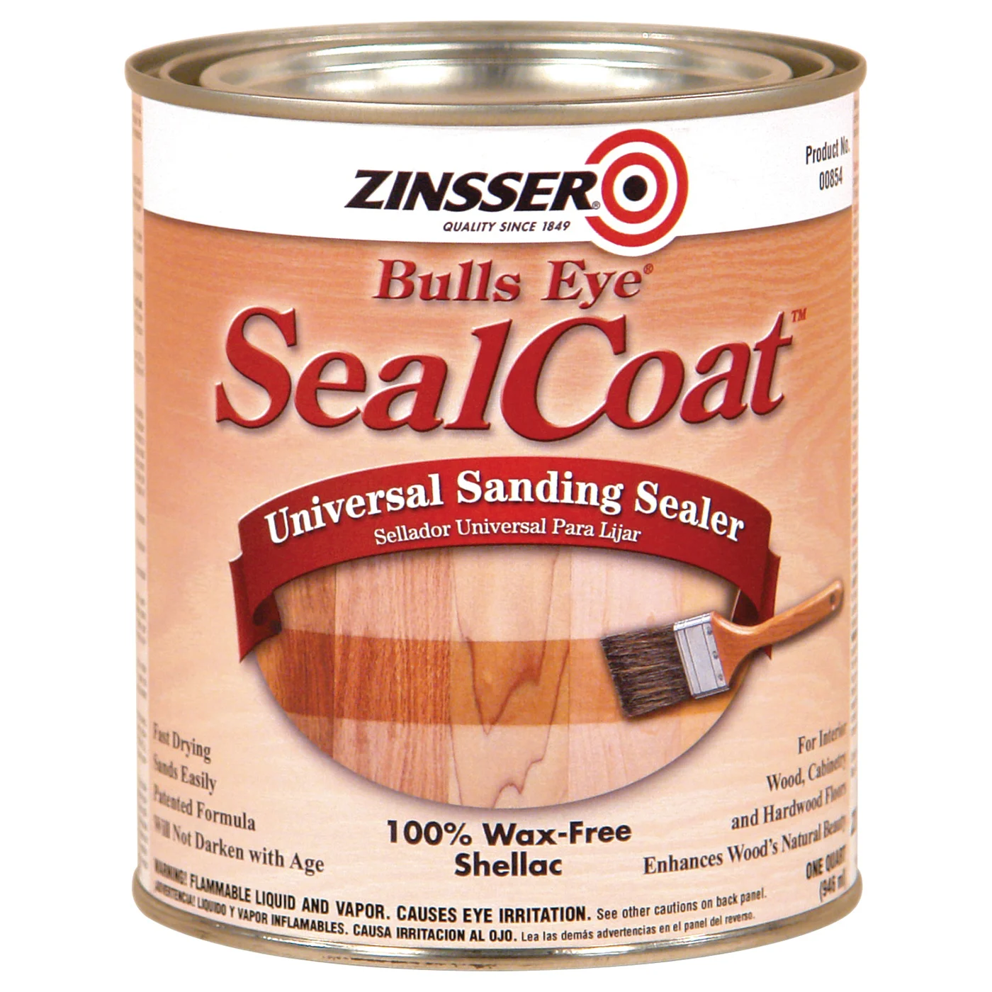 00854 Sanding Sealer, Amber, Liquid, 1 qt, Can - Zinsser
