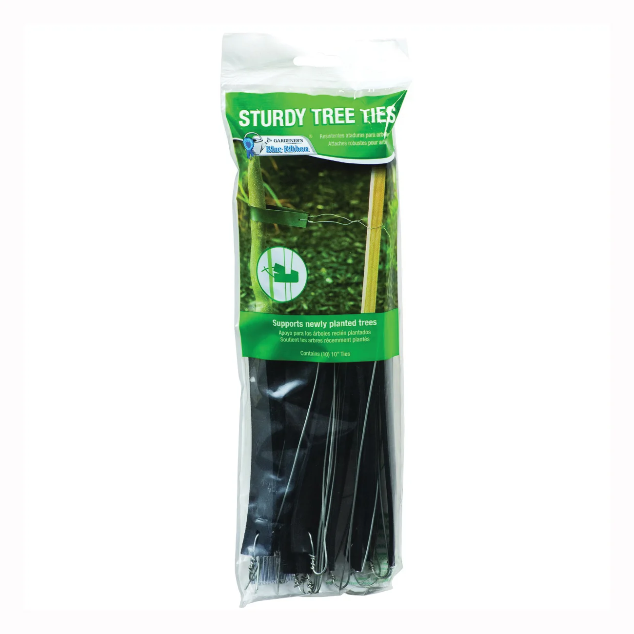 T019B Sturdy Tree Tie, 10 in L, Rubber, Black - Gardener's Blue Ribbon