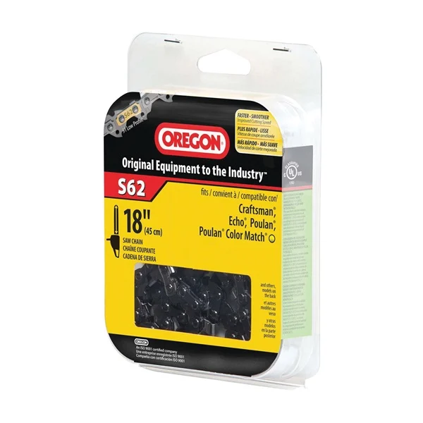 S62 Chainsaw Chain, 18 in L Bar, 0.05 Gauge, 3/8 in TPI/Pitch, 62-Link