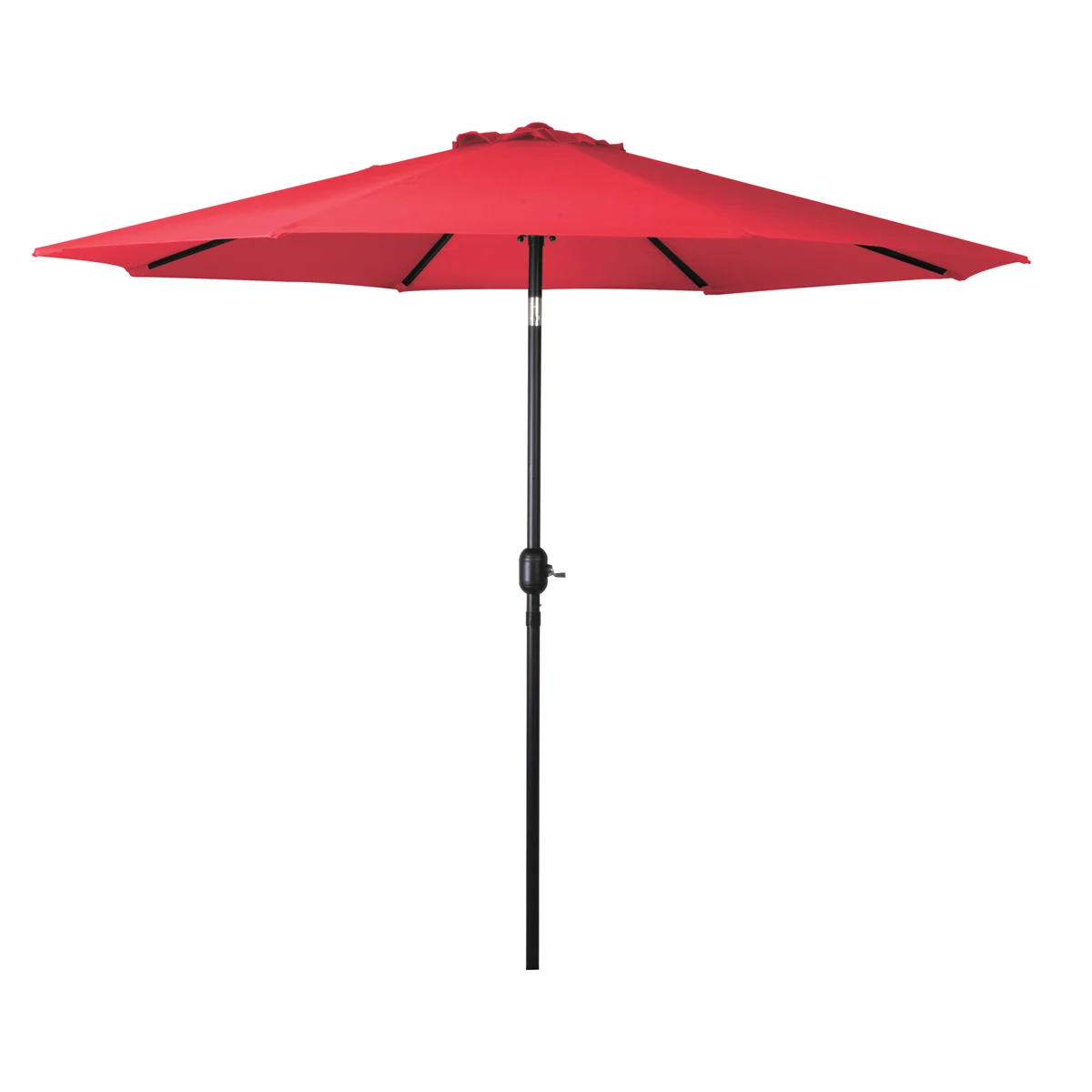69867 Crank Umbrella, 92.9 in H, 107.9 in W Canopy, 107.9 in L Canopy, Round Canopy, Steel Frame, Red Fabric - Seasonal Trends