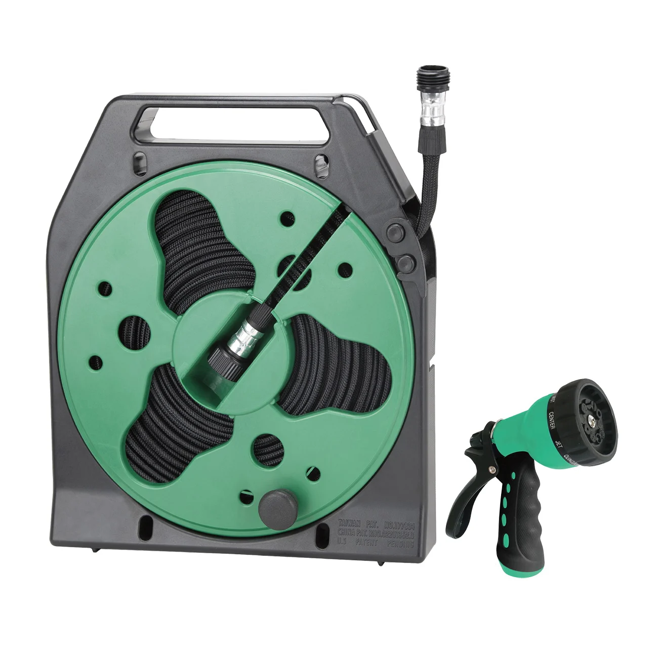 YP1121 Hose Set, Includes 50 ft Hose and a Spray Nozzle, In a Storage Case Winding, Built-In Handle, Polyester