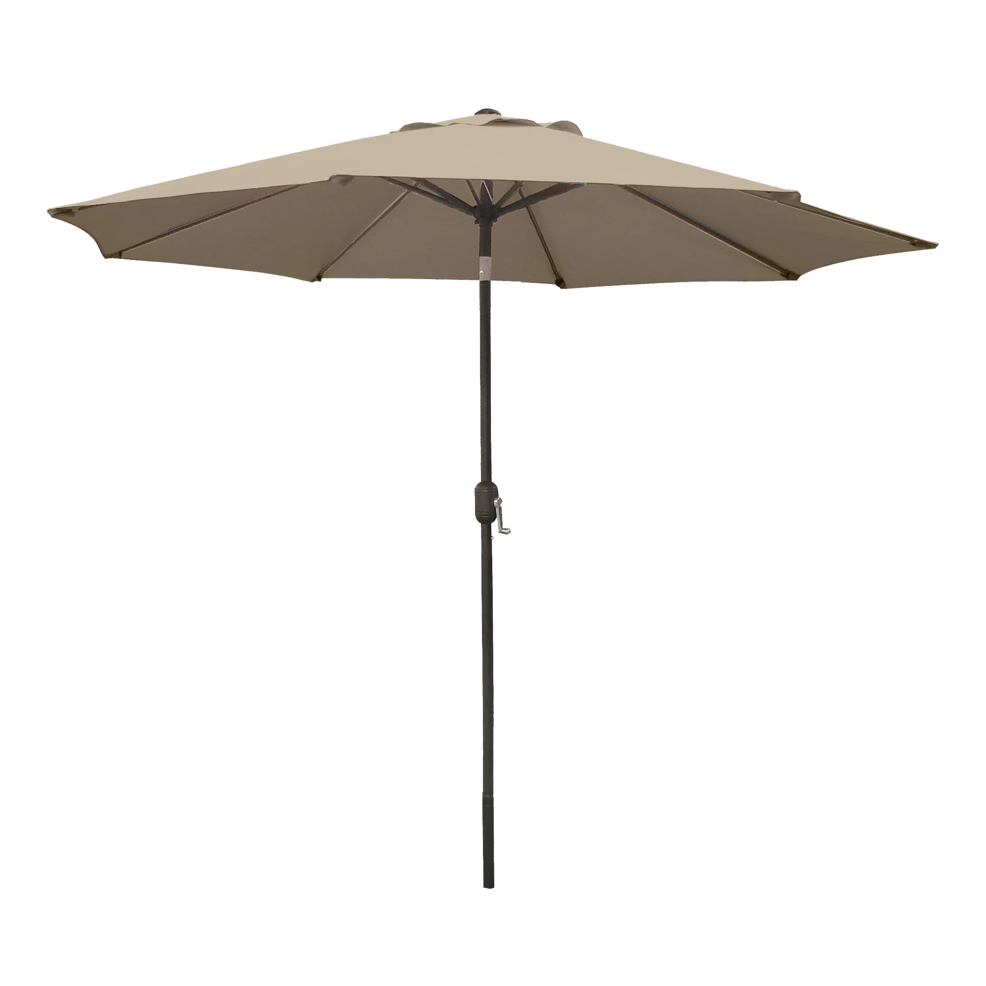 60036 Crank Umbrella, 92.9 in H, 107.9 in W Canopy, 107.9 in L Canopy, Round Canopy, Steel Frame, Taupe Fabric - Seasonal Trends