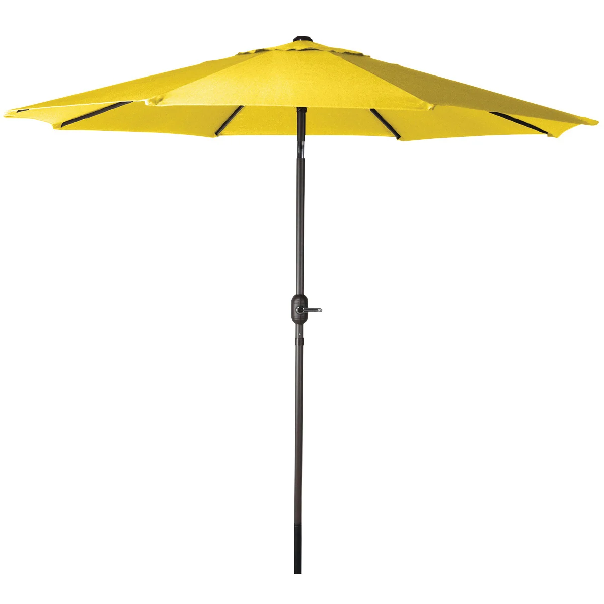 60038 Crank Umbrella, 92.9 in H, 107.9 in W Canopy, 107.9 in L Canopy, Round Canopy, Steel Frame, Yellow Fabric - Seasonal Trends