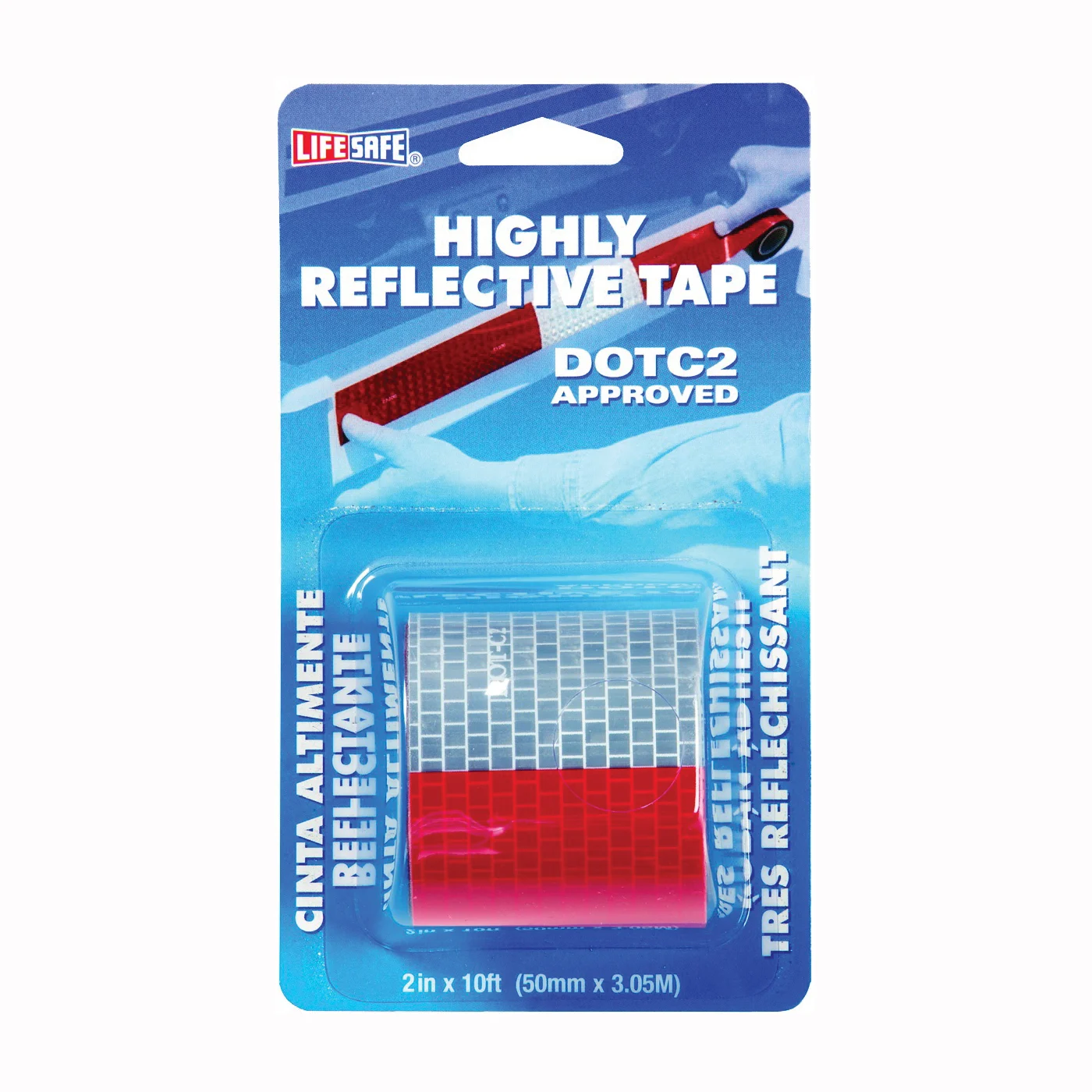 RE2110 Reflective Tape, 10 ft L, 2 in W, Red/Silver - Incom