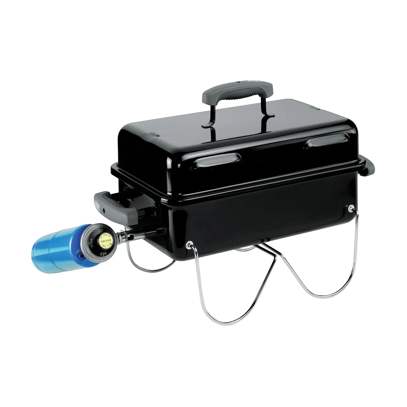Go-Anywhere 1141001 Gas Grill, 6500 Btu/hr BTU, Liquid Propane, 1 -Burner, 160 sq-in Primary Cooking Surface, Stainless Steel, Black