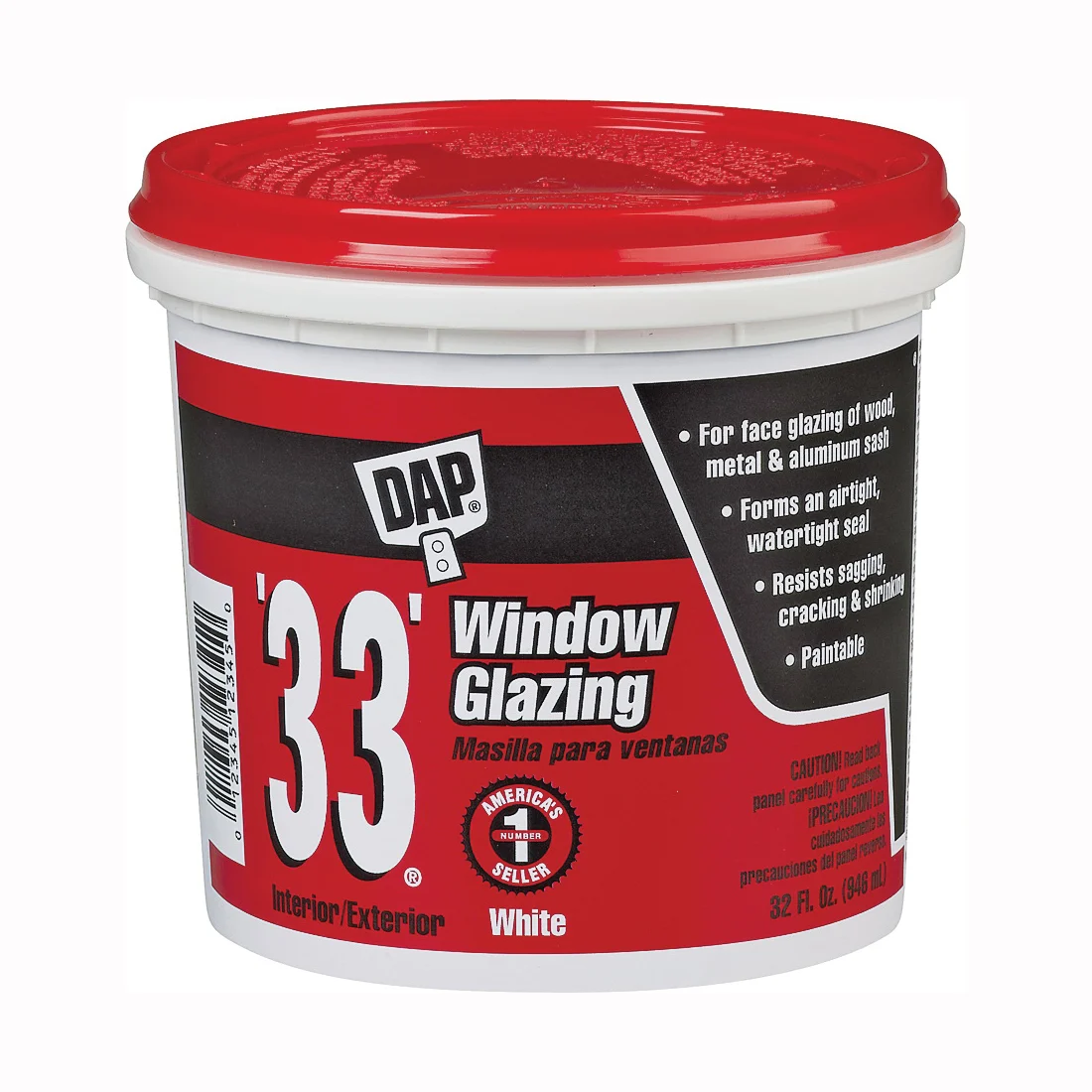 12122 Window Glazing, Paste, Slight, White, 1 qt Tub - DAP