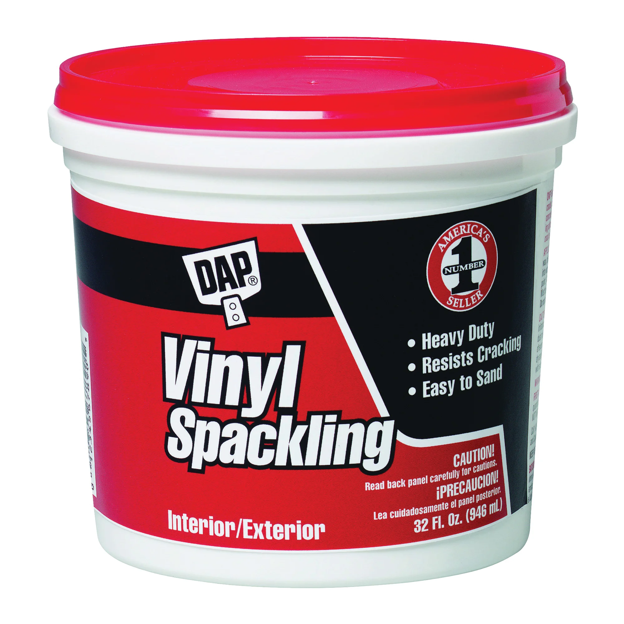 12132 Vinyl Spackling, Latex, Oil Base, White, 1 qt Tub - DAP