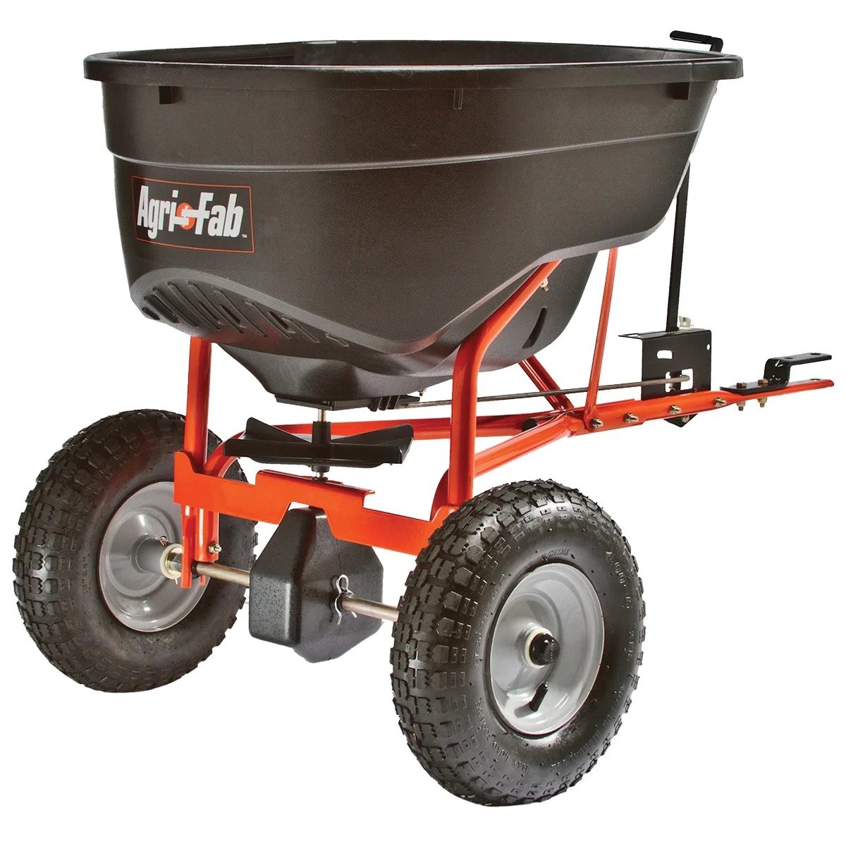 45-0463 Broadcast Spreader, 25,000 sq-ft Coverage Area, 12 ft W Spread, 130 lb Hopper, Poly Hopper