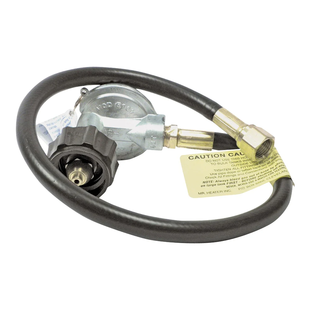 F271161 Replacement Propane BBQ Hose and Regulator Assembly, 3/8 in Connection, 22 in L Hose, Brass - Mr. Heater