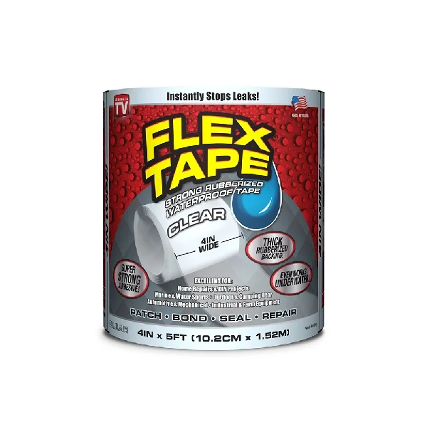 TFSCLRR0405 Repair Tape, 5 ft L, 4 in W, Clear - Flex Seal