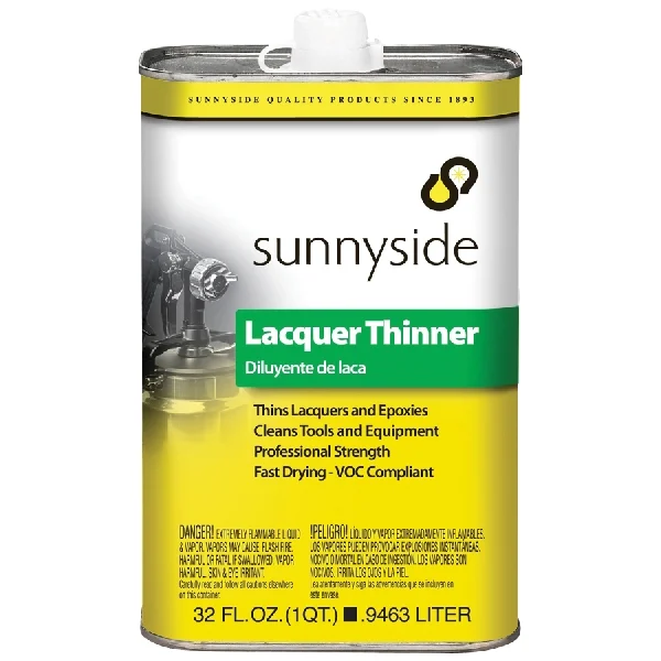 47732 Lacquer Thinner, Liquid, Acetic, Clear, 1 qt Can - Sunnyside
