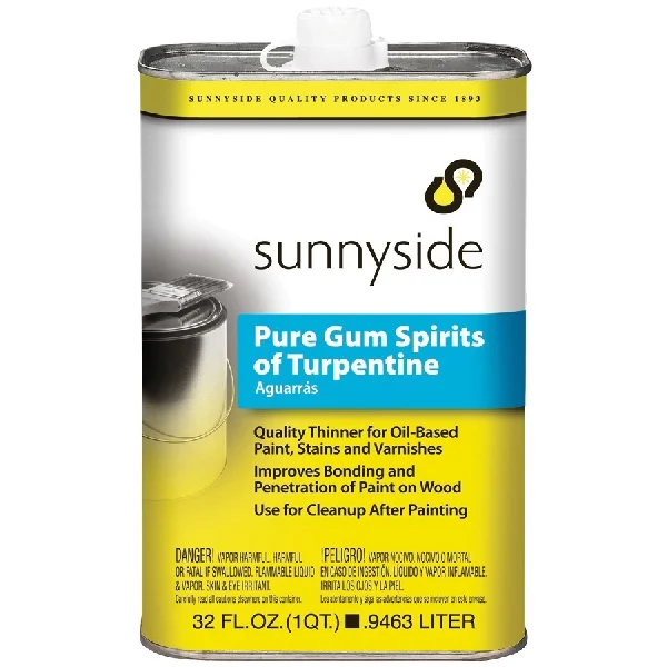 87032 Turpentine Thinner, Liquid, Pine, Clear/Pale Yellow, 1 qt, Can - Sunnyside