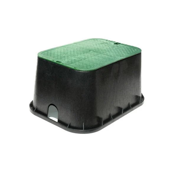 13 in. X 20 in. Rectangular Standard Series Jumbo Valve Box and Cover, 12 in. Height, Black Box, Green ICV Cover - NDS