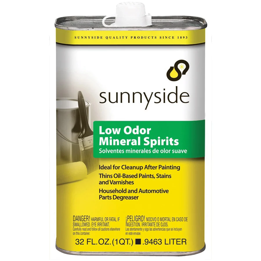 30332 Mineral Spirit Thinner, Liquid, Mild Petroleum, Solvent, Clear, 1 qt - Sunnyside